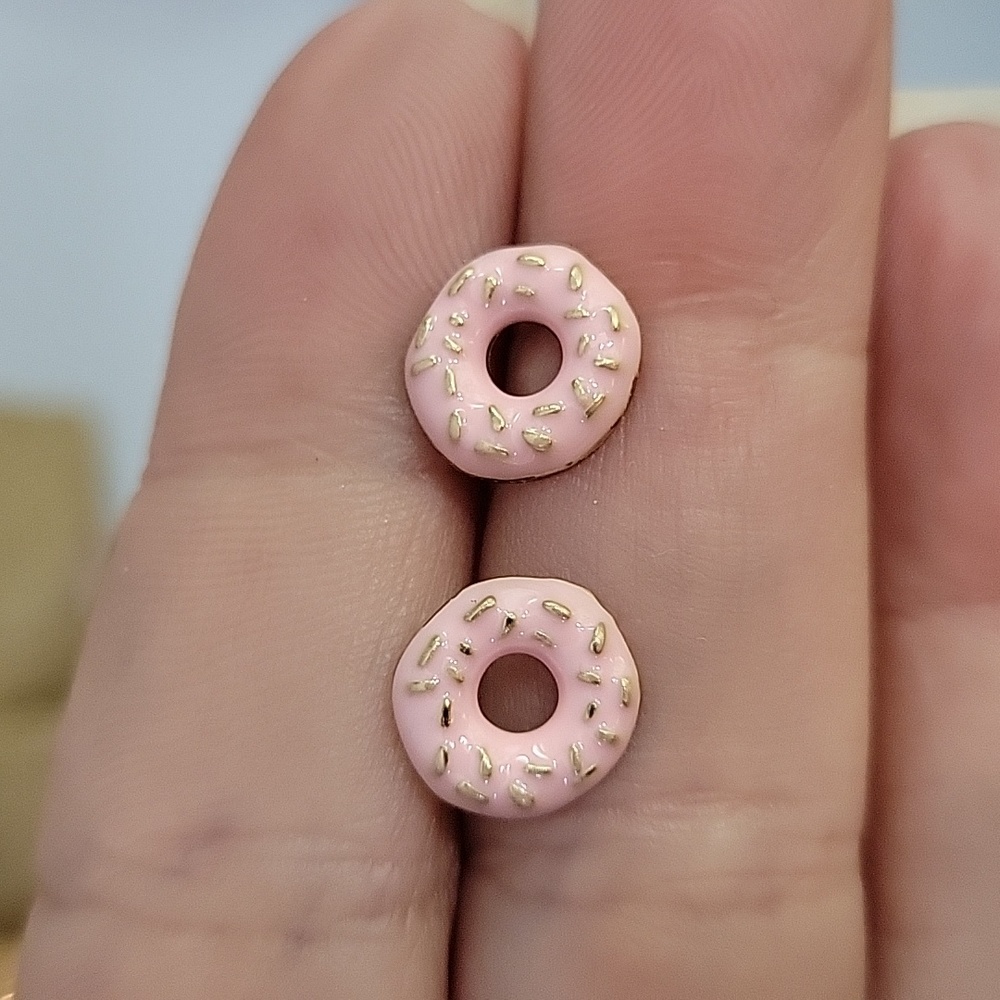 Frosted Donut Stud Earrings - Picture 5 of 6
